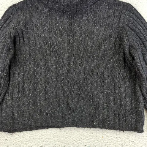 Nomadic Traders Womens Charcoal Speckled Knit Turtleneck Sweater Size Medium Vtg Gray