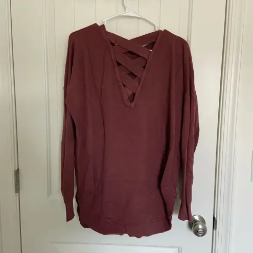 Windsor EUC |  women’s pink mauve crossed back sweater —‎ large - Image 6