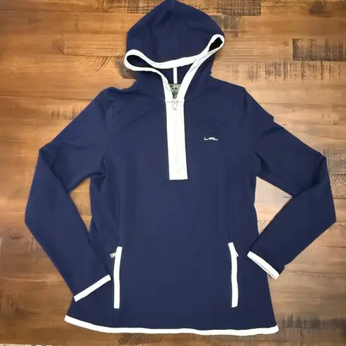 Lauren Ralph Lauren Active Hoodie Pullover Quarter Zip Navy White Trim Size M Blue Size M