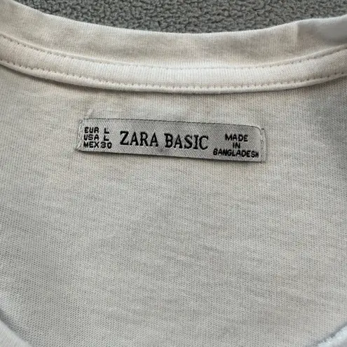Zara Basic T Shirt Womens Size L White Eagle Floral Print Graphic NWOT Size L