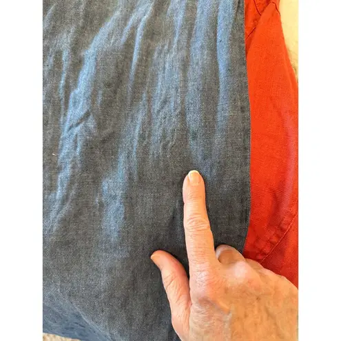 Flax High Rise Pull On Wide Leg Cropped Pants Blue Women's Plus Size 1G (18/20)