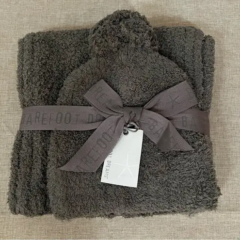 Barefoot Dreams New! Women’s Beanie and Scarf Gift Set CozyChic Charcoal