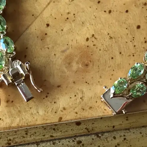 Natural Peridot Sterling Silver 18k Yellow Gold Vermeil Bracelet