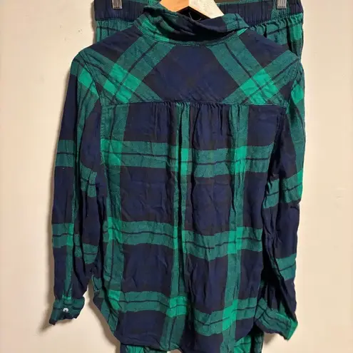 Aerie  Plaid Flannel matching Pajama set - Green/Black, Size Small Medium - Image 8
