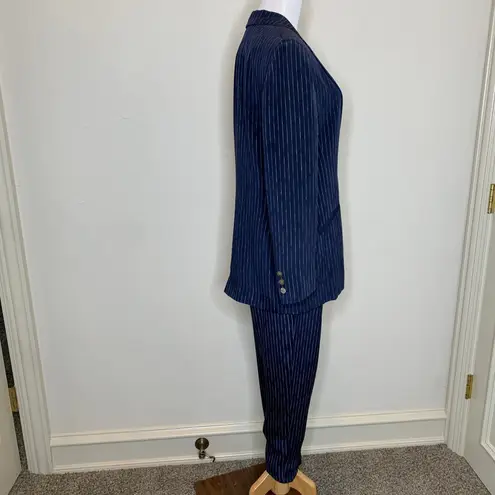 Silk Liz Claiborne Blue Pinstripe Suit Pants Blazer Sz 6