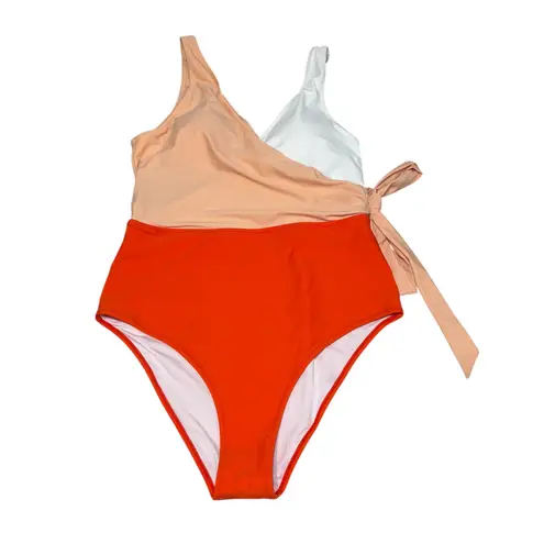 Cupshe  NWT Orange And White Bowknot‎ One piece Swimsuit Large