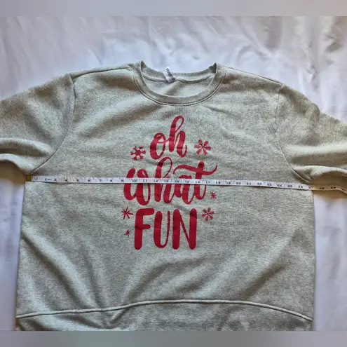 Plus Size 3X “Oh What Fun” Christmas Sweatshirt – Gray Holiday Pullover