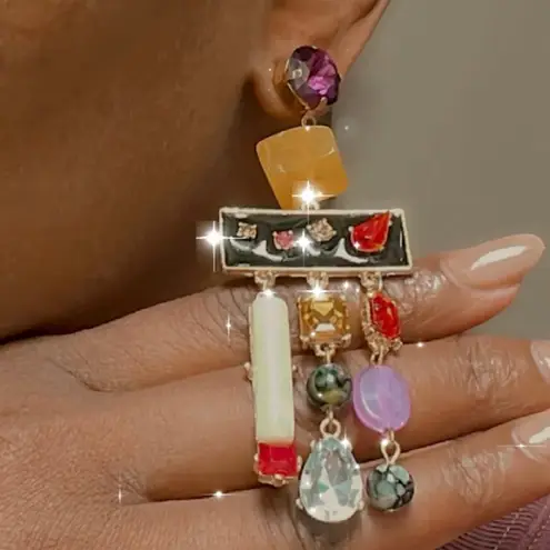 Chandelier Dangle Jeweled Earrings Multi