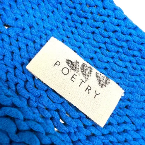 Poetry Cotton Tape High-Neck Sweater Soft Peacock Blue Size 6