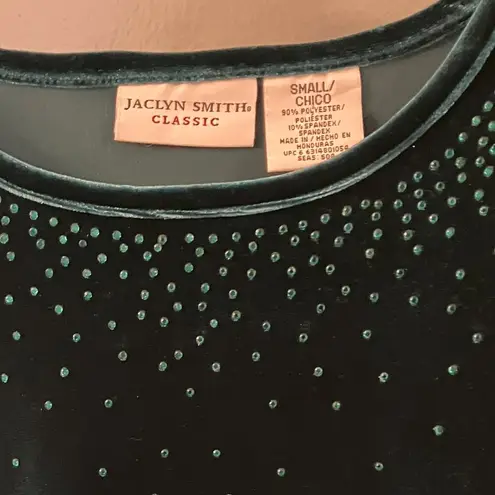 Jaclyn Smith NWOT Classic Forest Green Shiny Velvety feel Beaded Top Small