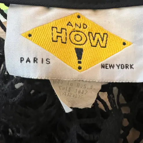 Vintage And How Paris NY Black Crochet Fringe Vest Boho 70s Western Sz M Size M