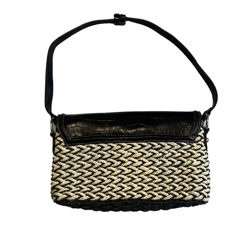 Vintage Marlo Leather and Braided Cord Shoulder Bag Black