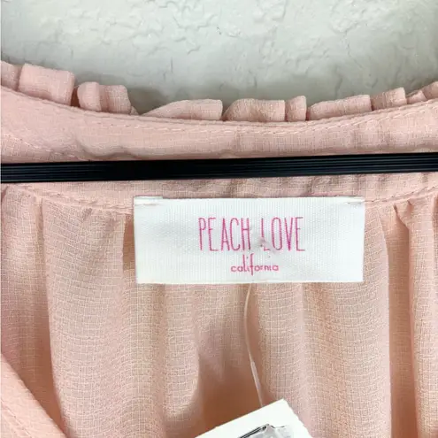 Peach Love California Soft Pink Ruffle Blouse Size L