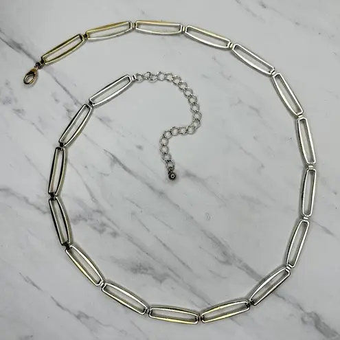 The Bar Skinny Silver and Gold Tone Metal Chain Link Belt Size Large L XL