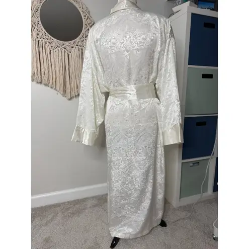 Victoria's Secret Vintage  Gold Label White Satin Jacquard Bridal Tassel Robe M/L