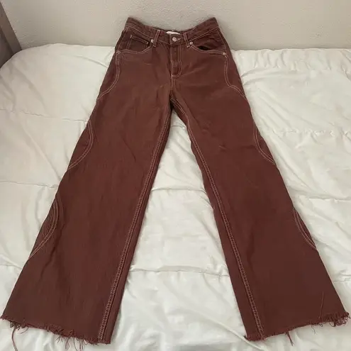 ZARA brown high waisted straight leg jeans