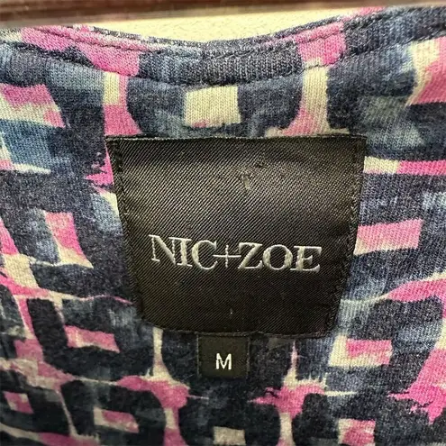 Nic+Zoe Women's M Geometric Print Twist Dress Multicolor Knee Length Sleeveless