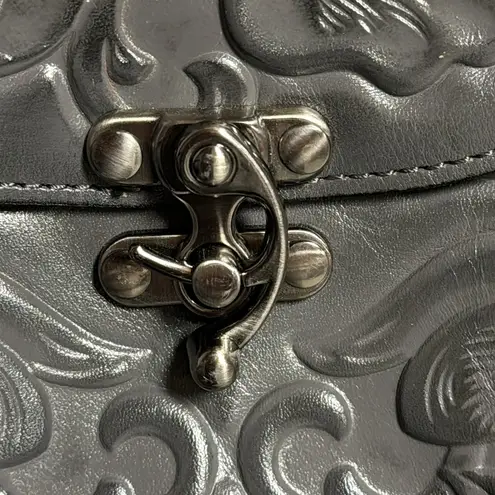 Patricia Nash Rose Tooled Collection Micaela Safflower Blue Leather Purse