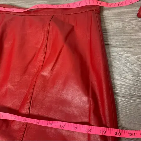Vintage red Leather 80’s lord & Taylor set skirt jacket double breasted 8 10