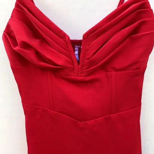 Princess Polly size 8 Red Zuri Plunge Pleated Bust Fitted Sheath Mini dress-DEFECT