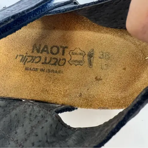 NAOT Kayla wedge sandals size 38 US 7 blue leather comfort