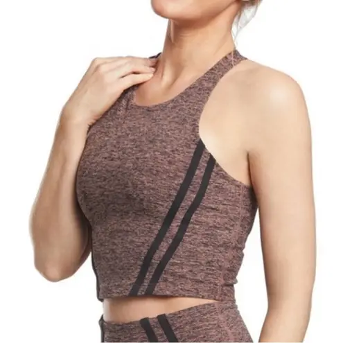 Beyond Yoga Spacedye Stripe Down Crop Tank in Black/Pink Lei Size Medium