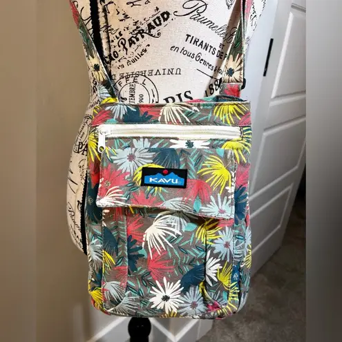KAVU Keeper Floral Cotton Canvas Crossbody Bag With Adjustable Strap