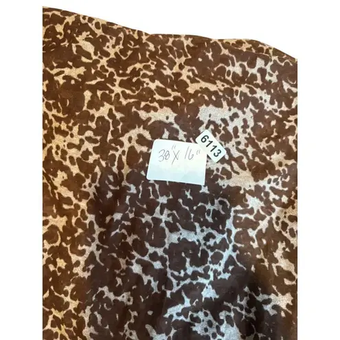 Brown & White Animal Print Scarf Wrap Shawl 38" X 16"