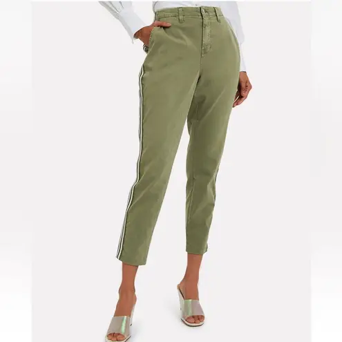 L'Agence Jem Brigade Denim Cropped Trouser Side Stripe Pants in green Size 27