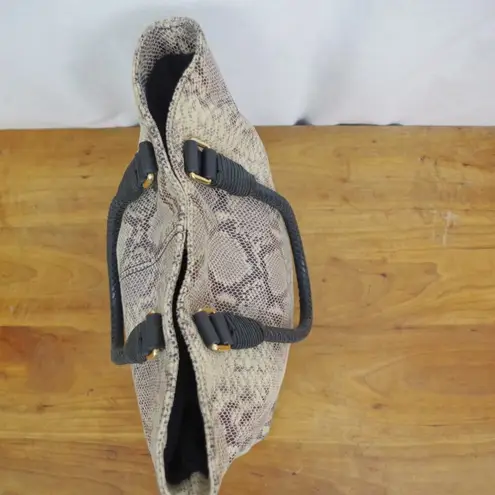 Margot Snake Textured Leather Tote Style Purse. Tan