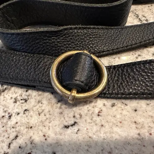 The Sak Leather Crossbody Bag Black Brown Suede Trim Boho Adjustable Strap