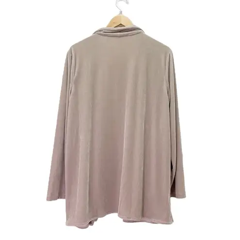 Soft Surroundings Velvet Open Front Cardigan Drape Jacket Taupe Beige Size 1X