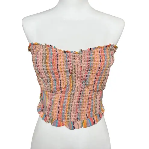 Pilcro Women’s Size M Rainbow Smocked Top Festival Going Out Strapless