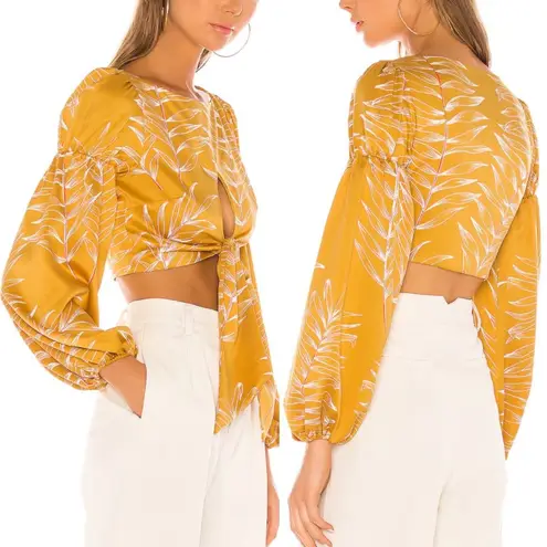 Camila Coelho Marcia Top Gold Tropical Metallic Resort Party Blouse Size S