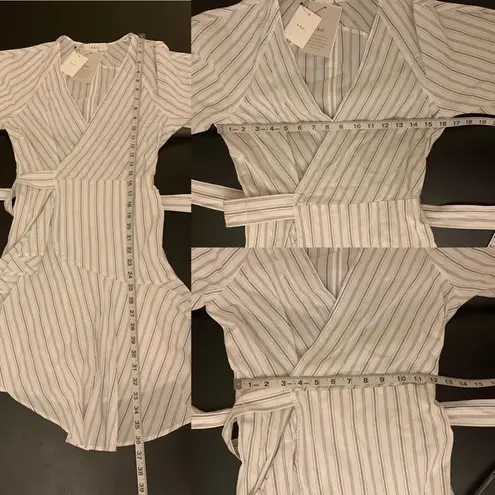 ALC Frank A.L.C. Enzo Dress Stripe Wrap Poplin White Salmon Size 2 NWT