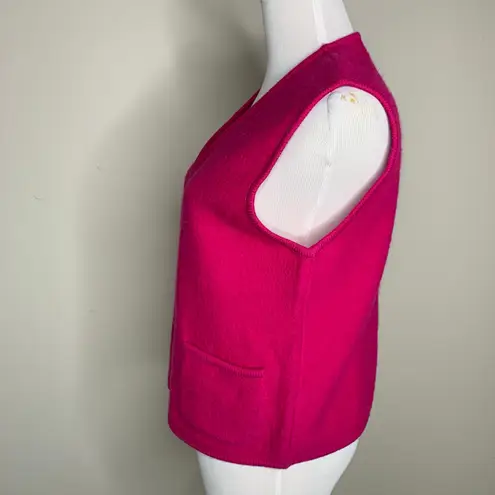 Vintage Hot Pink Zip Vest Boiled Wool Sz Small