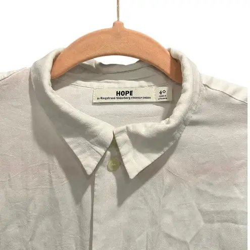 HOPE STHLM White Gauzy Classic Coastal Basic Button Down Shirt Small