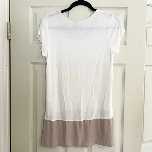 Dolan Left Coast Tunic Top Color Block Hem Short Sleeve Casual White Beige M Size M