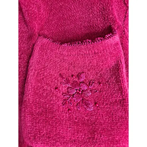 Jenny Red Acrylic Blend Floral Beaded Embroidered Button