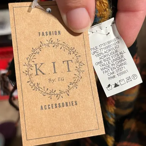 NWT! K.I.T by EG Plaid Scarf Shawl 80 x 30 Tan