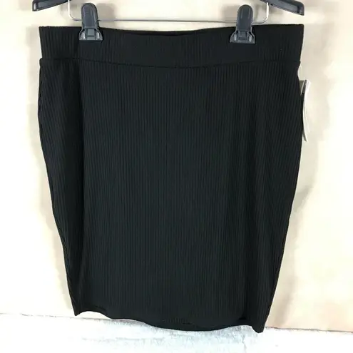 Bar III  Solid Black Ribbed-Knit Stretchy Pencil Skirt NWT Size XXL