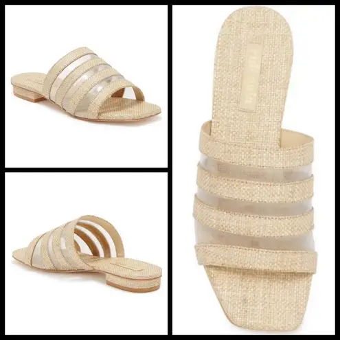 Cult Gaia ππ Sarelle Square Toe Slip-on Sandal ~ Tan Raffia EU 38.5 US 8.5 NWT