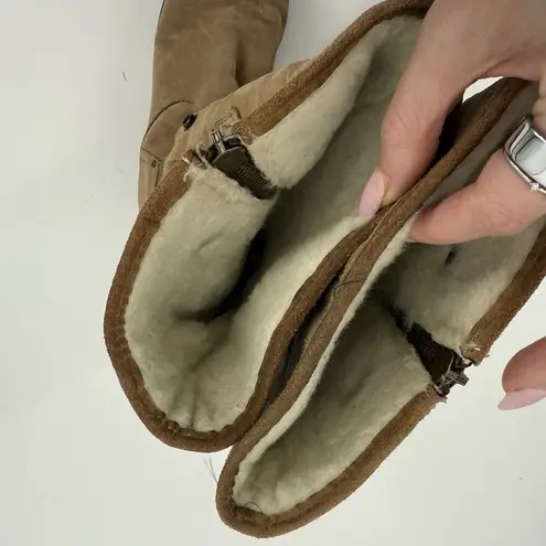 Manas Tan Suede Leather Faux Fur Lined Boots Size EU 38, US 7
