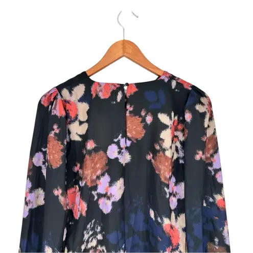 Evereve Lua Blurry Floral Blouse size XS Long Sleeve Crew Neck NWT Top