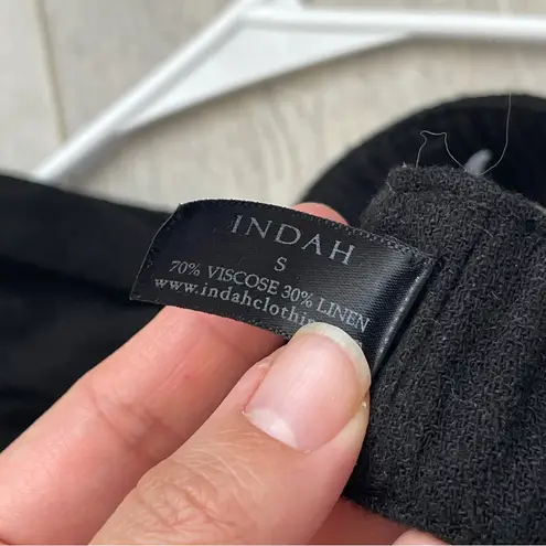 Indah Raina Bralette linen plunge crop top womens Black (small) going out party