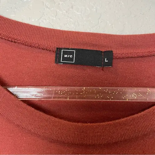 MICHELLE BY COMMUNE Rust Oversized Tshirt Dress with Large Bottom Ruffle Size L Red