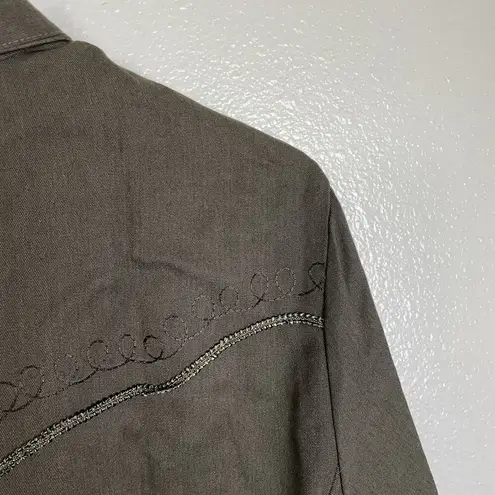 Vtg Scully Womens Western Shirt Small Brown Pearl Snap Embroider Cowgirl NWT