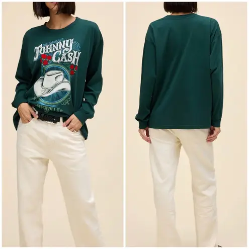 Daydreamer NWOT Johnny Cash The Fabulous Long Sleeve Merch Tee - Pine Green - L