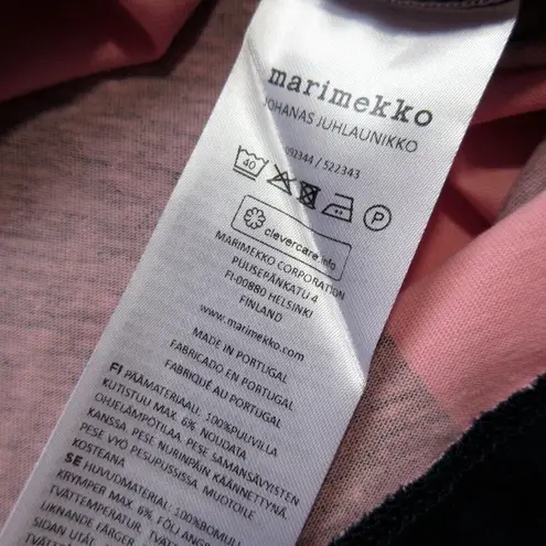 NWT marimekko Johanas Juhla In Navy Pink Unikko Dress Cotton Jersey Dress L Size L