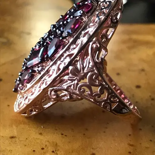 Natural Rhodolite Garnet Sterling Silver Cocktail Ring Size 7 Pink